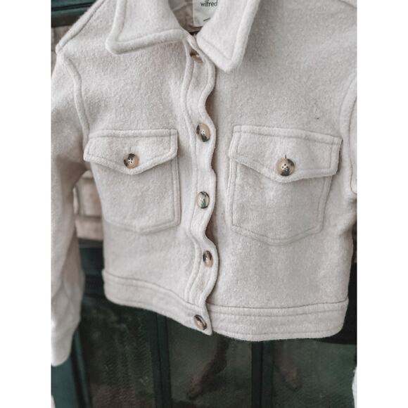 Wilfred Boiled Wool Autumn Shirt Jacket Small Cream Fall Shacket Button Trucker - Picture 4 of 12